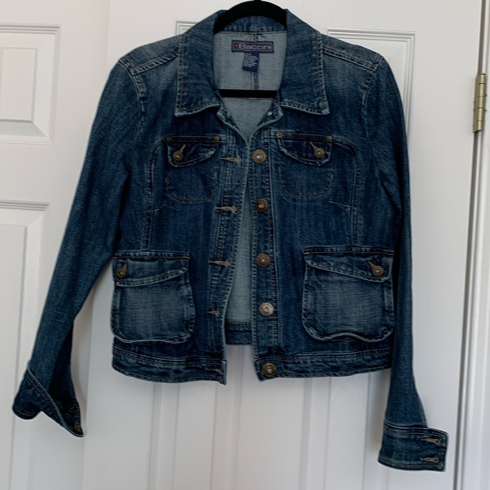 Women blue Jean jacket with medal button closure